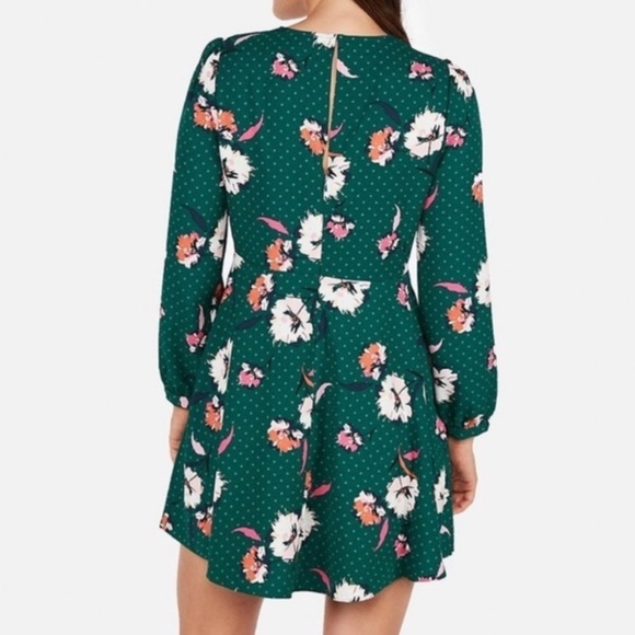 EXPRESS Floral Elastic Waist Fit Flare Dress - Picture 4 of 12